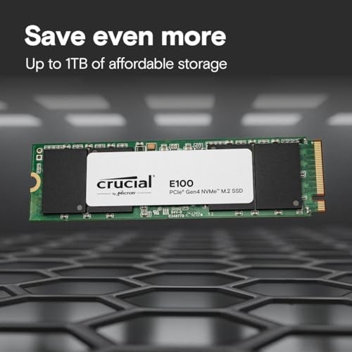 Crucial E100 480GB PCIe Gen4 2280 NVMe M.2 SSD