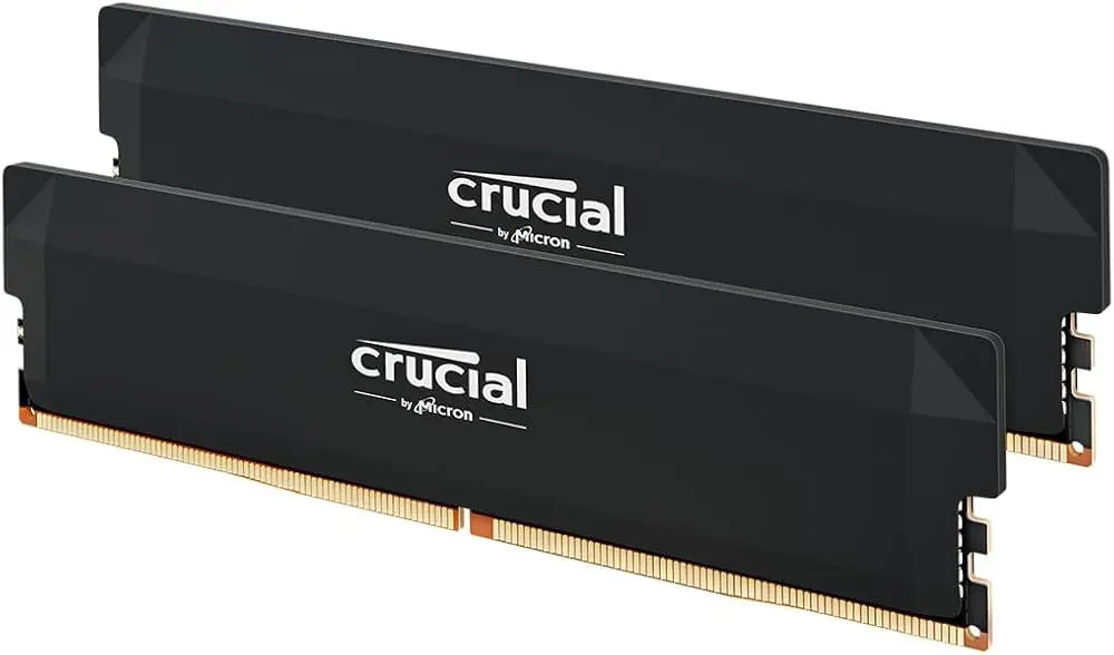 Kit Barrettes mémoire 32Go (2x16Go) DIMM DDR5 Crucial Pro OC Gaming 6400MHz (Noir)