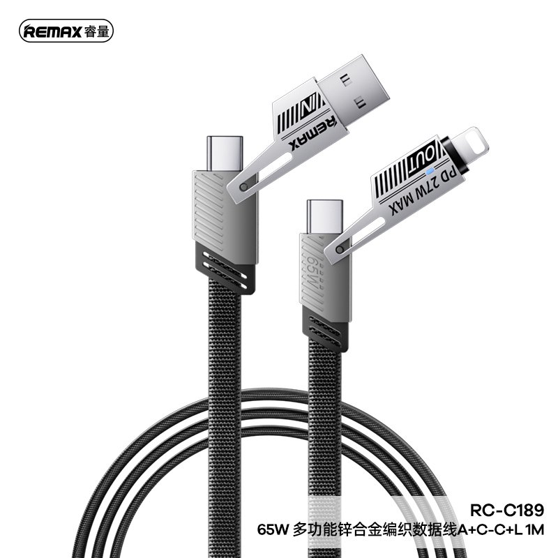 Remax Câble Multi 65W RC-C189 USB-C/C