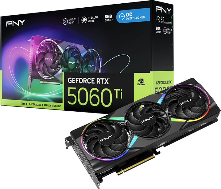 Carte Graphique PNY GeForce RTX 5060 Ti Epic-X Triple Fan OC 8Go
