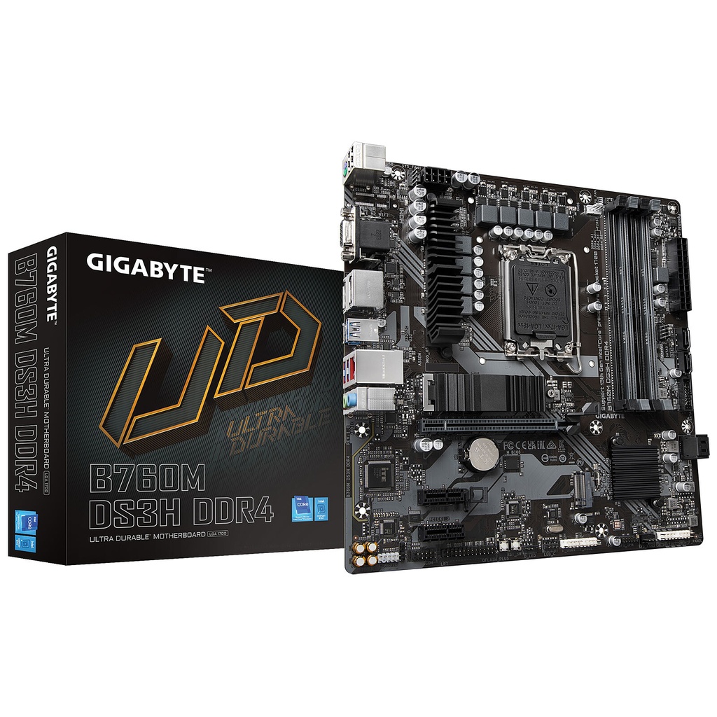Carte Mère Gigabyte B760M DS3H DDR4 (LGA1700, Micro-ATX)